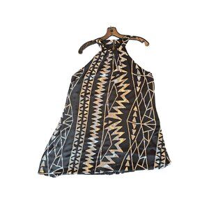 Black/Silver Abstract Halter Dress